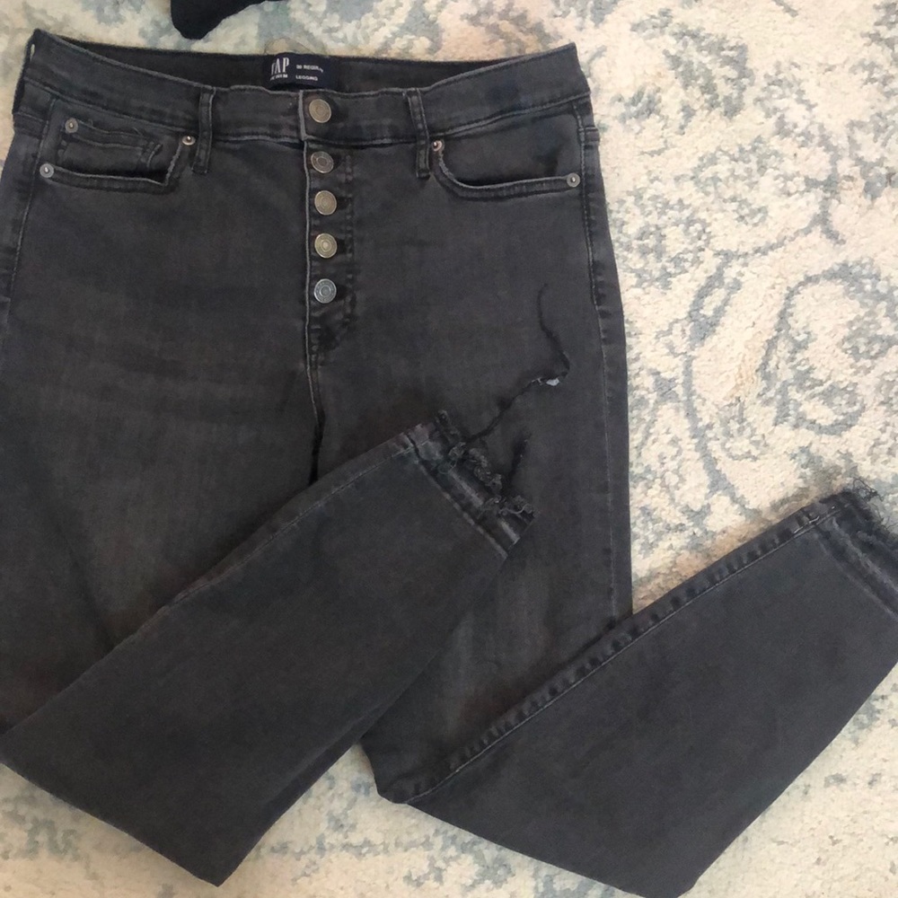 Grey Gap raw hem jeans